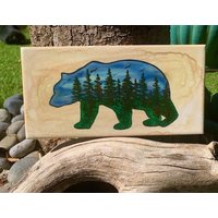 Bär Gravur Handbemalte Keramikfliese/Wandkunst Home Decor von ArtByAdrienneStudio