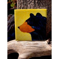 Bär Portrait Handbemalte Keramikfliese/Ornament Wandkunst Home Decor von ArtByAdrienneStudio