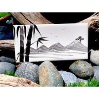 Bambus Und Sumi Tree Handbemalte Keramikfliese/Wandkunst Home Decor von ArtByAdrienneStudio