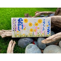 Country Wildblumen Handbemalte Keramikfliese/Wandkunst Home Decor von ArtByAdrienneStudio
