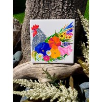 Handbemalte Keramikfliese/Ornament Wandkunst Home Decor von ArtByAdrienneStudio