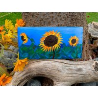Frühlings-Sonnenblumen Handbemalte Keramikfliese/Wandkunst Wohnkultur von ArtByAdrienneStudio