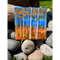 Herbstwald Handbemalte Keramikfliese/Ornament Wandkunst Home Decor von ArtByAdrienneStudio