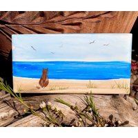 Kätzchen Beobachten Möwen Handbemalte Keramikfliese/Wandkunst Wohnkultur von ArtByAdrienneStudio