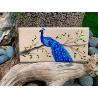 Thront Pfau Handbemalte Keramikfliese/Wandkunst Home Decor von ArtByAdrienneStudio