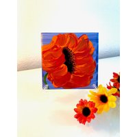 Rote Mohnblüte Handbemalte Keramikfliese/Ornament Wandkunst Home Decor von ArtByAdrienneStudio