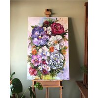 Großes Originalgemälde - Blumen, Ölbild, Blumenmalerei, Blumenkunst, Wanddekor von ArtByBrennie