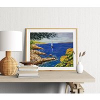 Bild Aus Wolle Seashore Geschenk Für Sie, Moderne Kunst Wandfilz Zuhause Oder Büro, Meereslandschaft Naturliebhaber von ArtColeus