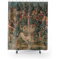 Einhorn Gobelin Duschvorhang Mittelalterliches Fantasy Badezimmer Dekor von ArtCornerBoutiq