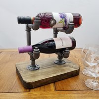 Tisch Weinregal | Rustikaler 2 Bis 10 Flaschenhalter Industrielle Rohrfittings Weinflaschenhalter Vintage Steampunk Rustikale Bar Zuhause von ArtCraftWorkshopUK