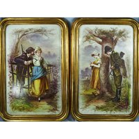 Antike Handgemalte Keramiktafeln-19Jh Antike Handgemalte Keramiktafeln-19Jh von ArtDecoGalaxy