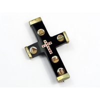 Antike Mikromosaik Onyx Kreuz Brosche-19 Jh von ArtDecoGalaxy