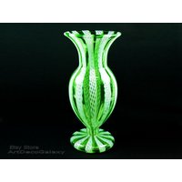 Große Murano Latticino Vase Circa 1930 von ArtDecoGalaxy