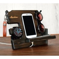 Nachttisch Jahrestagsgeschenk Für Männer - Dock Holz Organizer Dockingstation Iphone Ladestation Geschenk Ihn Mans von ArtDesignStudioCy