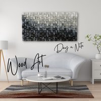 Day N Nite - Handgefertigte Wandkunst Aus Holz Heimdekoration Einweihungsgeschenk Inneneinrichtung Wandbehang Wandskulptur von ArtDesigna