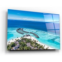Malediven - Wunderschöne Landschaft Glasdruck Glas Wandkunst Dekoration Hauseinweihung Interior Design Ideen von ArtDesigna
