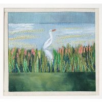Textilkunst - "Vogel Im Sumpf" Textilkunst - "Vogel Im Sumpf" von ArtForYourFloorCloth