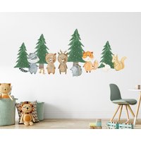 Waldtiere Wandtatto - Wandsticker Kinderzimmer Waldbäume Vinyl Cr43 von ArtInColorsDesigns