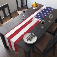 236cm Langer Tischläufer | Amerikanisch Usa Stars & Stripes Flaggen Design Polyestergarn von ArtInScienceDesigns