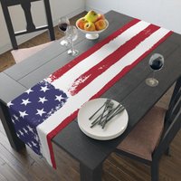 Langer Tischläufer, 182cm Oder 230cm | Amerikanisch Usa Stars & Stripes Flaggen Design Polyestergarn von ArtInScienceDesigns