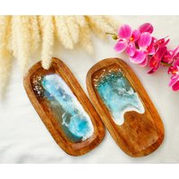 Holzschale Cancun Obstschale Epoxidharz Schüssel Meer Resin von ArtKissShop