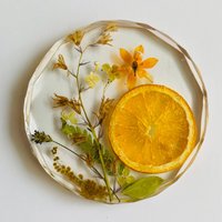 Pressed Flower Coaster Set Of 4 Citrus Kitchen Decor Cottage Core Dining Room Real Dried Flowers Coasters Unique Handmade Resin Pressed Flower Coaster Set Of 4 Citrus Kitchen Decor Cottage Core Dining Room Real Dried Flowers Coasters Unique Handmade Resin von ArtKrassiva