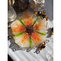 Blumenförmige Obst- Und Süßigkeitenschale Aus Kunstharz - Handgefertigte Epoxidschale Lebensmittelecht Zertifiziert Einzigartiges Wohndekor von ArtLenResinCZ