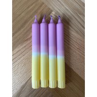 4Er Set Dip Dye Kerzen - Purple Yellow von ArtLightByLisel