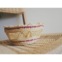 Vintage Korb Boho Dekor Aufbewahrung Catchall Übertopf Tisch Mittelkorb Wanddeko Gewebter Bunte Körbe von ArtLovesAntiques