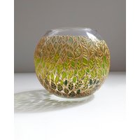 Handbemalte Blumenvase Aus Glas Grüne Farbverlaufsblattvase von ArtMasha