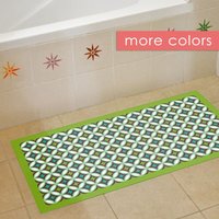 Bedruckter Linolteppich. Farbenfrohes Retro-Muster in Grün Und Türkis. Badematte/Badteppich Kunstmatte von ArtMatHome