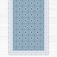 Blaue Vinyl-Bodenmatte, Teppich, Linolteppich, Bedruckter Pvc-Teppich Mit Floralen Fliesen. Kunstmatt von ArtMatHome