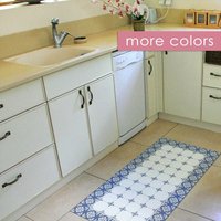 Blauer Küchenteppich Mit Blauen Fliesen, Gedruckt Auf Vinyl. Vinyl Bodenmatte, Küchenmatte, Türmatte, Küchenmatte von ArtMatHome