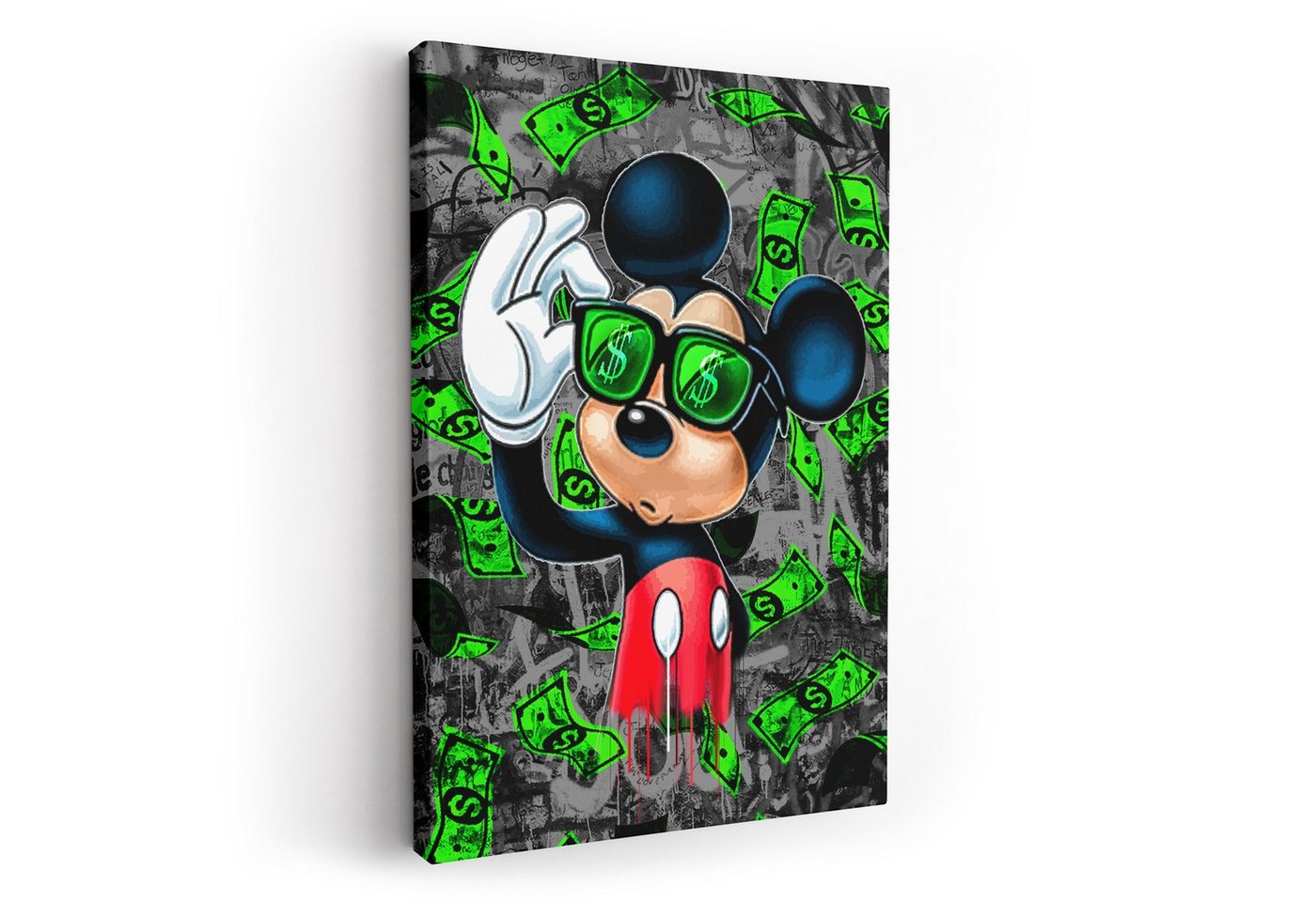ArtMind Wandbild Micky Maus - Money Rain, Premium Wandbilder als Poster & gerahmte Leinwand in 4 Größen, Wall Art, Bild, Canva von ArtMind