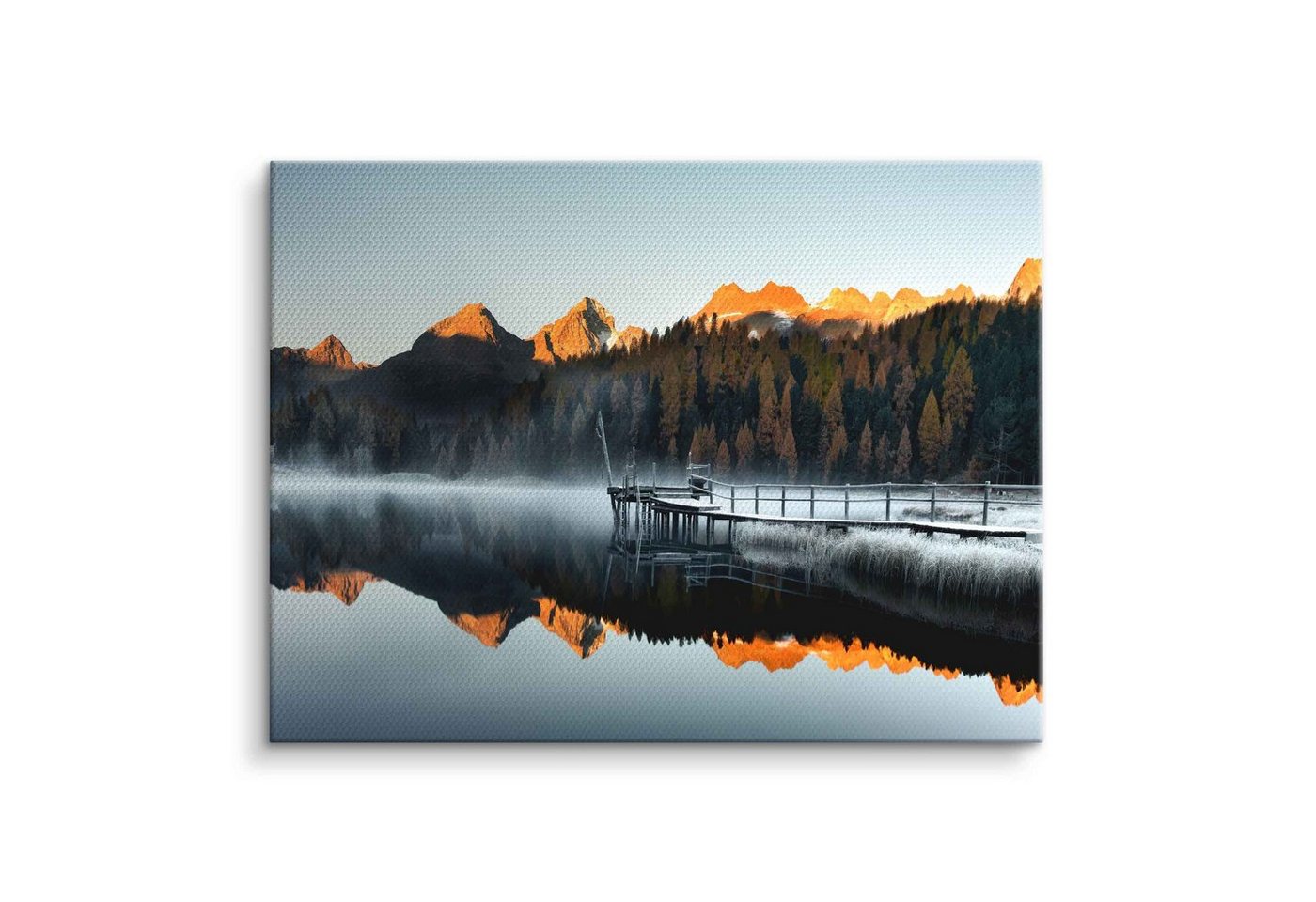 ArtMind XXL-Wandbild Bergsee im Sonnenaufgang, Premium Wandbilder als Poster & gerahmte Leinwand in verschiedenen Größen, Wall Art, Bild, Canvas von ArtMind