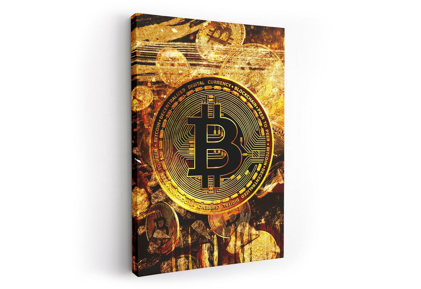 ArtMind XXL-Wandbild Bitcoin - Goldbaren, Premium Wandbilder als Poster & gerahmte Leinwand in 4 Größen, Wall Art, Bild, Canva von ArtMind