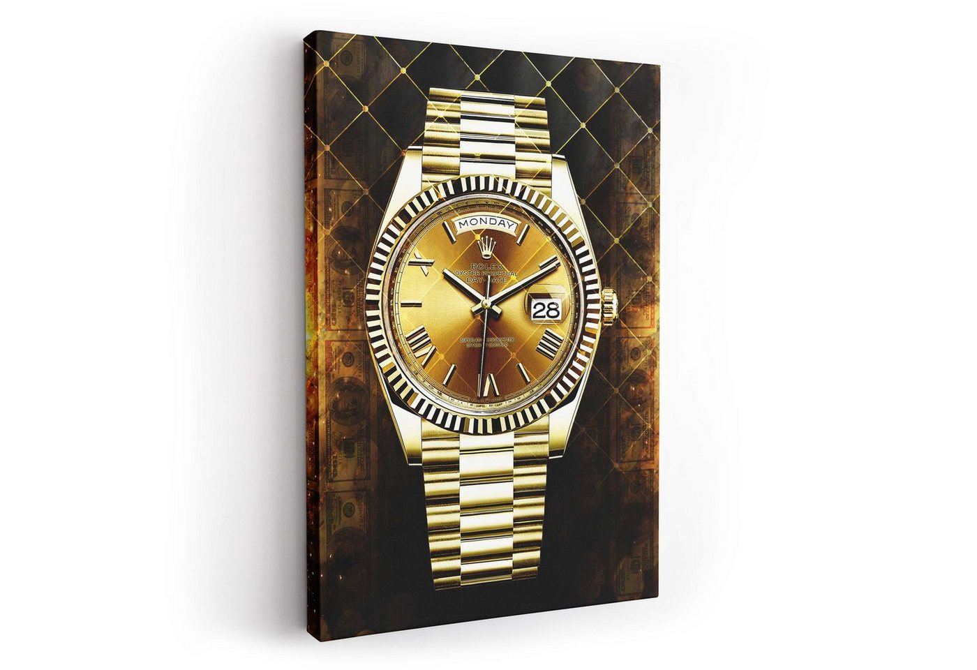 ArtMind XXL-Wandbild CASH - ROLEX - MONEY, Premium Wandbilder als Poster & gerahmte Leinwand in 4 Größen, Wall Art, Bild, Canva von ArtMind