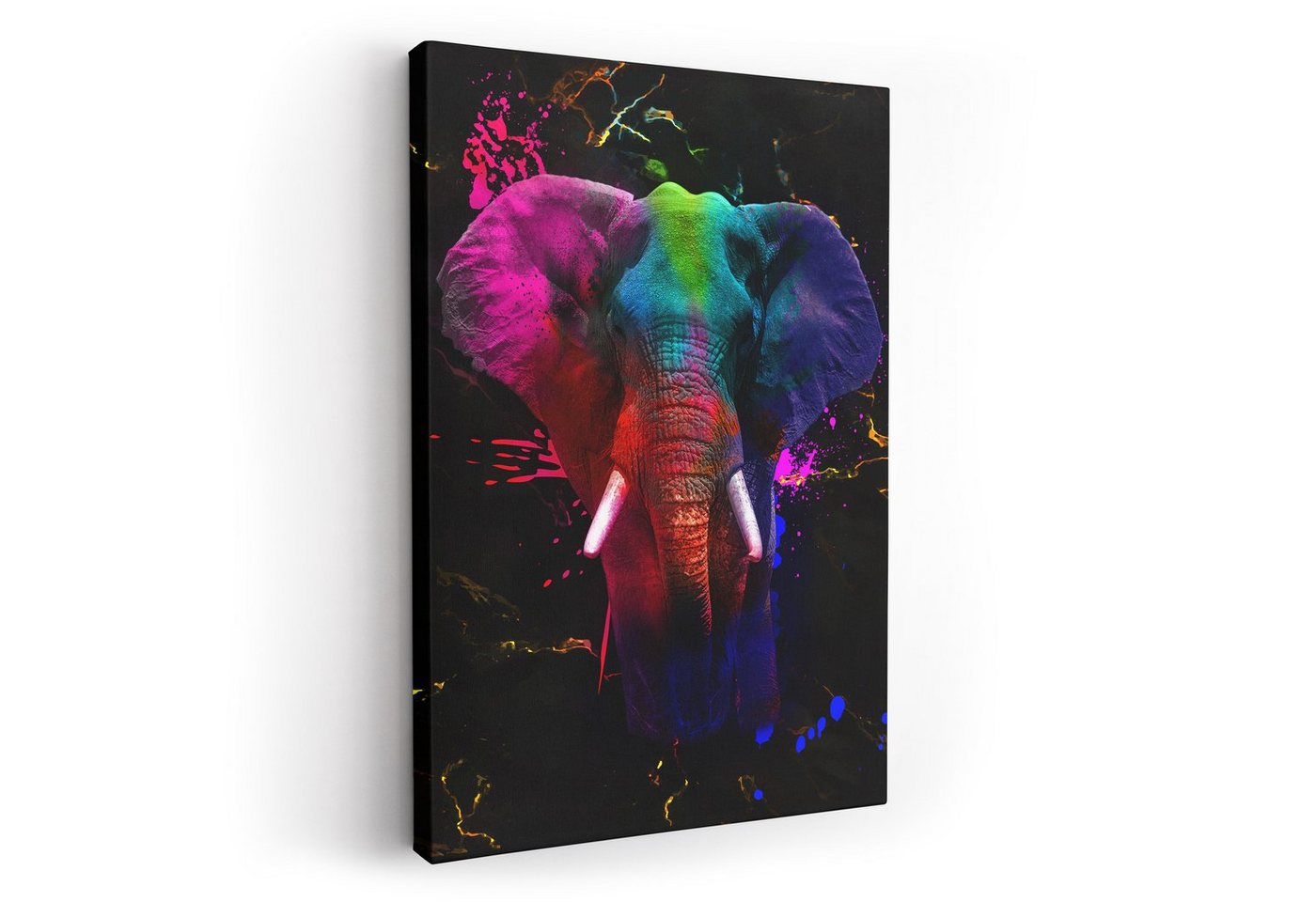 ArtMind XXL-Wandbild ELEFANT - COLORFUL, Premium Wandbilder als Poster & gerahmte Leinwand in verschiedenen Größen, Wall Art, Bild, Canva von ArtMind