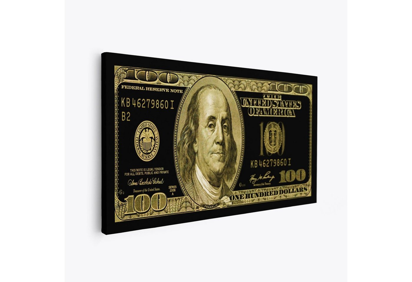 ArtMind XXL-Wandbild GOLDEN DOLLAR, Premium Wandbilder als gerahmte Leinwand in 3 Größen, Wall Art, Bild, Canva von ArtMind