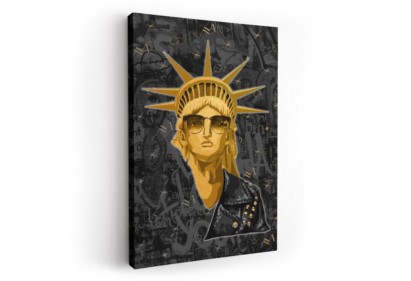 ArtMind XXL-Wandbild Goldene Freiheitsstatue, Premium Wandbilder als Poster & gerahmte Leinwand in 4 Größen, Wall Art, Bild, Canva von ArtMind