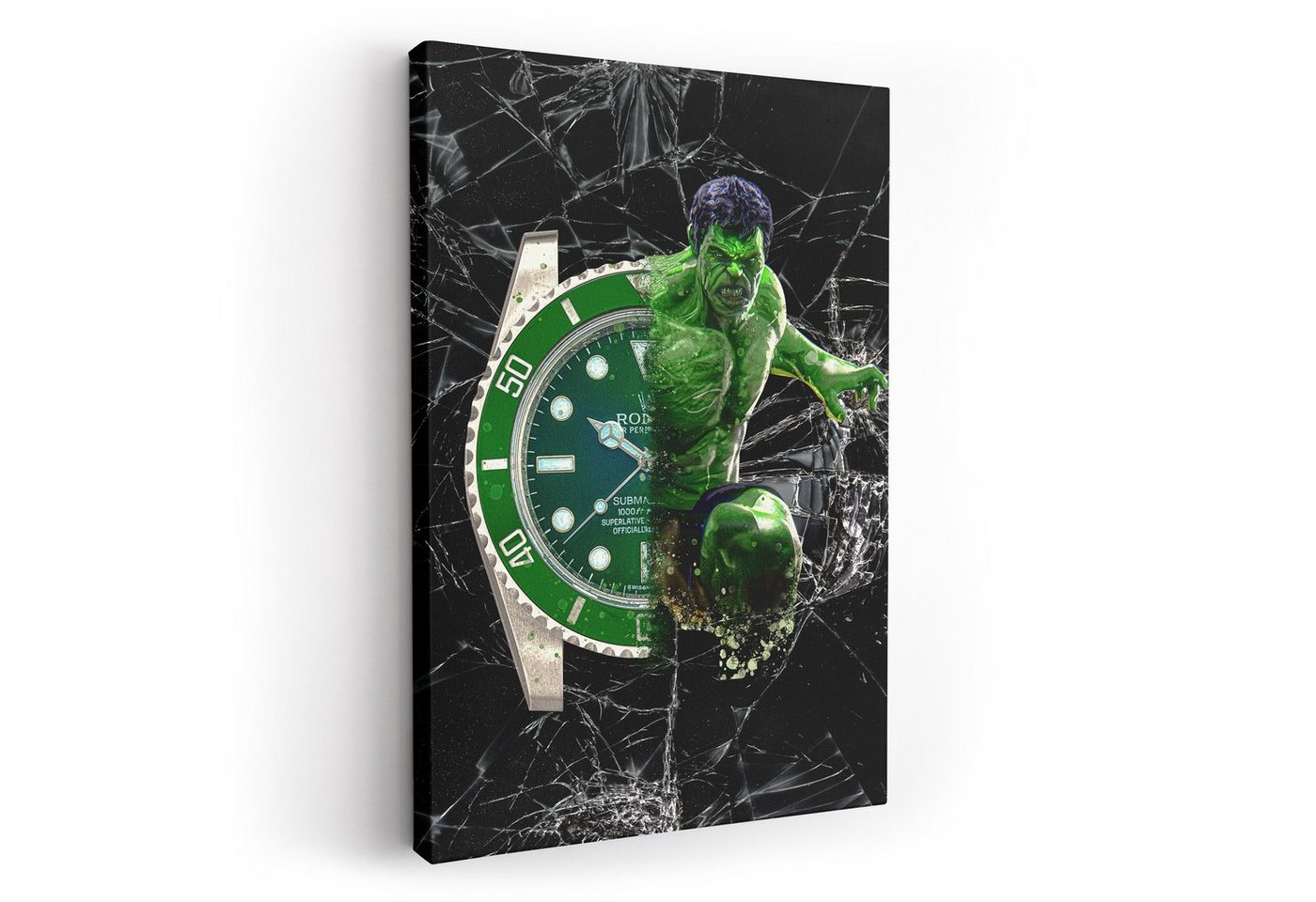 ArtMind XXL-Wandbild HULK ROLEX, Premium Wandbilder als Poster & gerahmte Leinwand in 3 Größen, Wall Art, Bild, Canva von ArtMind