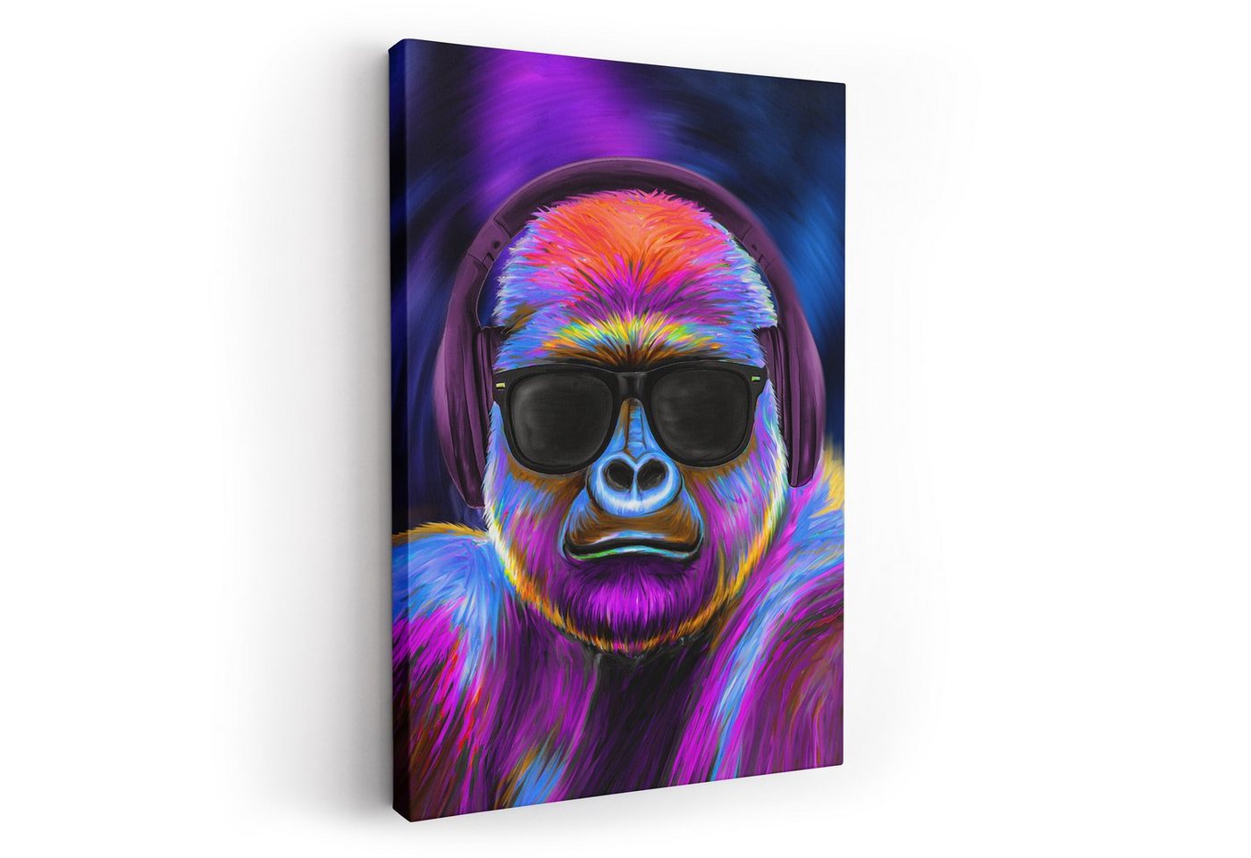 ArtMind XXL-Wandbild Lila Gorilla, Premium Wandbilder als Poster & gerahmte Leinwand in 4 Größen, Wall Art, Bild, Canva von ArtMind