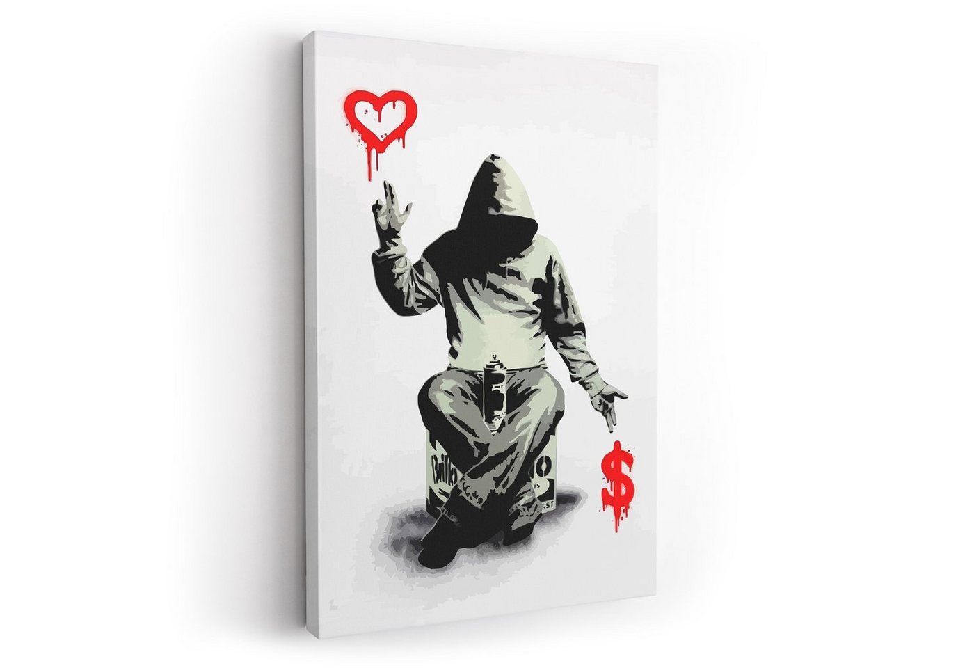 ArtMind XXL-Wandbild Love VS. Money - Graffiti, Premium Wandbilder als Poster & gerahmte Leinwand in 4 Größen, Wall Art, Bilder fürs Wohnzimmer und Büro von ArtMind