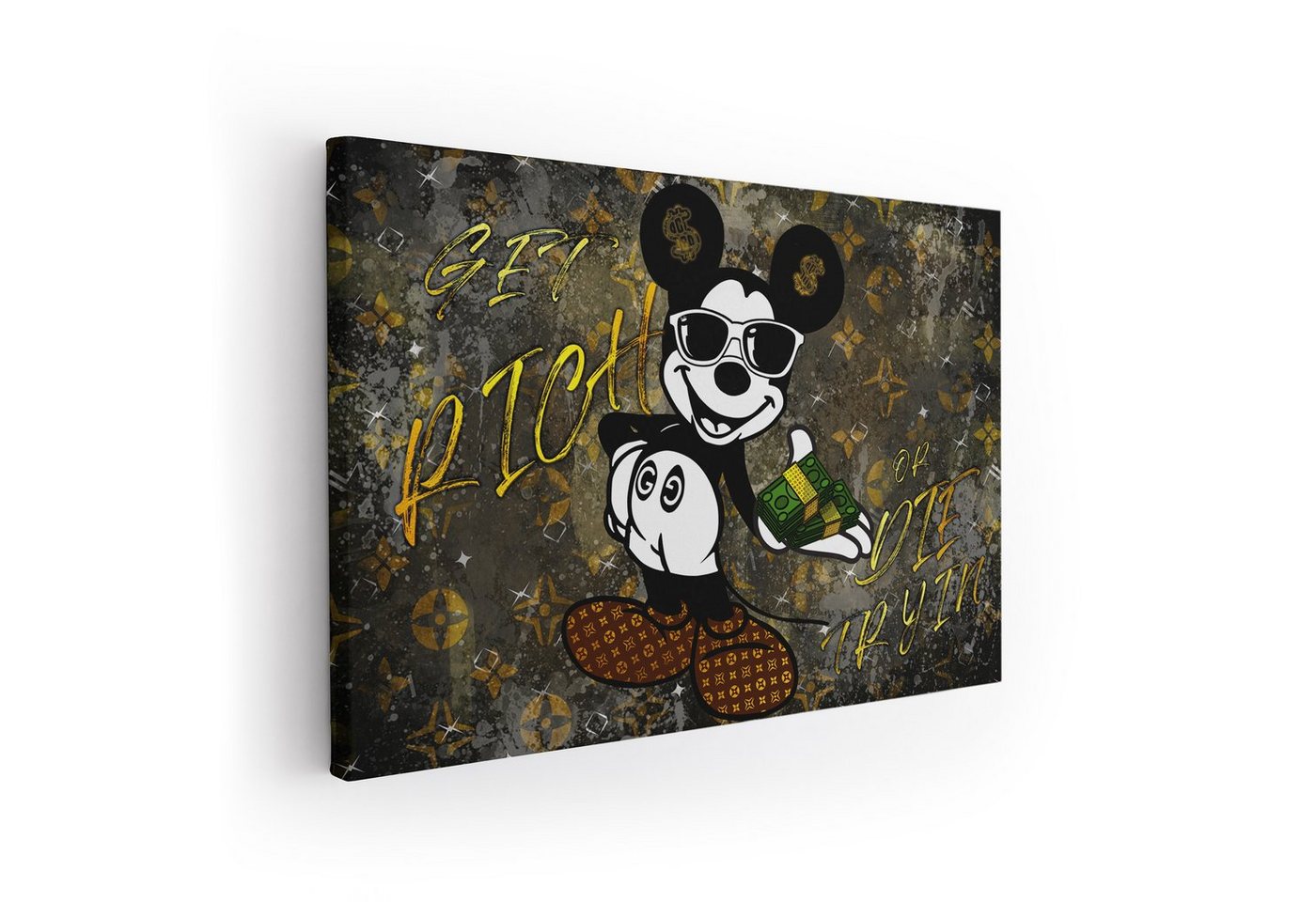 ArtMind XXL-Wandbild Micky - Get rich, Premium Wandbilder als Poster & gerahmte Leinwand in 4 Größen, Wall Art, Bild, Canva von ArtMind