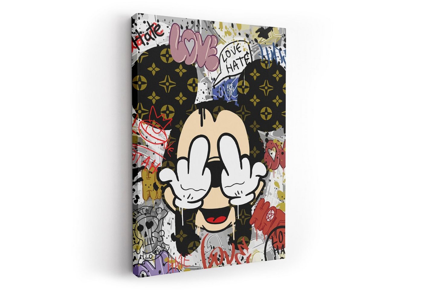 ArtMind XXL-Wandbild Micky - Love & Hate, Premium Wandbilder als Poster & gerahmte Leinwand in 4 Größen, Wall Art, Bild, Canva von ArtMind