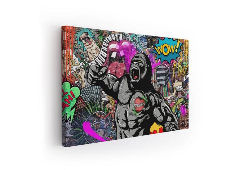 ArtMind XXL-Wandbild Pop Art - Gorilla, Premium Wandbilder als Poster & gerahmte Leinwand in verschiedenen Größen, Wall Art, Bild, Canva von ArtMind