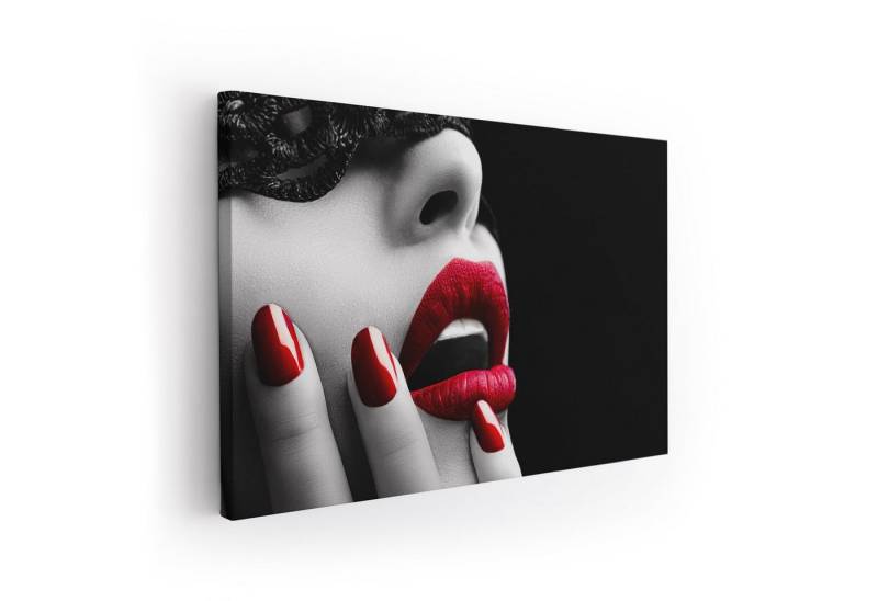 ArtMind XXL-Wandbild RED LIPS AND NAILS, Premium Wandbilder als Poster & gerahmte Leinwand in verschiedenen Größen, Wall Art, Bild, Canva von ArtMind