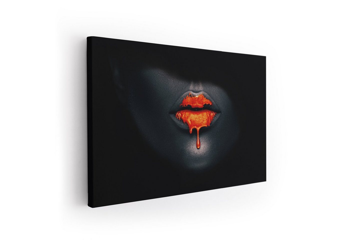 ArtMind XXL-Wandbild ROTE LIPPEN - BLACK EDITION, Premium Wandbilder als Poster & gerahmte Leinwand in verschiedenen Größen, Wall Art, Bild, Canva von ArtMind