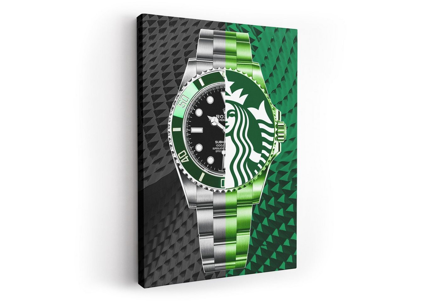 ArtMind XXL-Wandbild STARBUCKS ROLEX, Premium Wandbilder als Poster & gerahmte Leinwand in 3 Größen, Wall Art, Bild, Canva von ArtMind