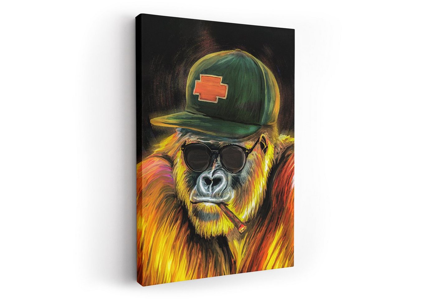 ArtMind XXL-Wandbild Smoking Gorilla, Premium Wandbilder als Poster & gerahmte Leinwand in 4 Größen, Wall Art, Bild, Canva von ArtMind
